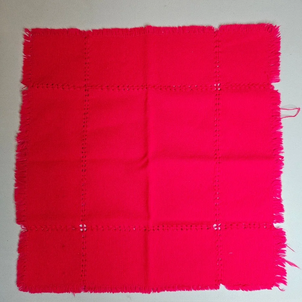 Vintage Colorful Fringed Cloth Napkins Set of 8 Boho Hand Loomed Style 13.5 Inch